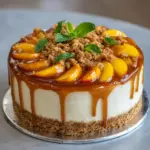 Vanilla Bean Cheesecake with Peach Cobbler & Salted Caramel Recipe