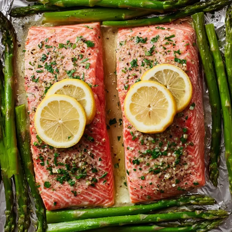 Salmon, Asparagus, Lemon, and Herb Foil Pack Recipe