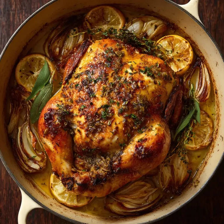 Creamy Lemon Herb Pot Roasted Whole Chicken Recipe