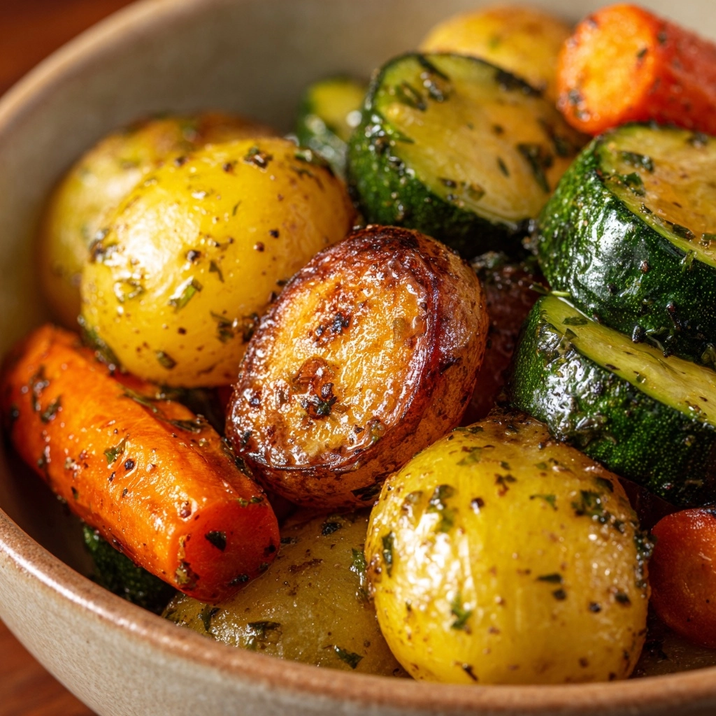 Garlic Herb Roasted Potatoes, Carrots, and Zucchini Recipe - Recipe Image