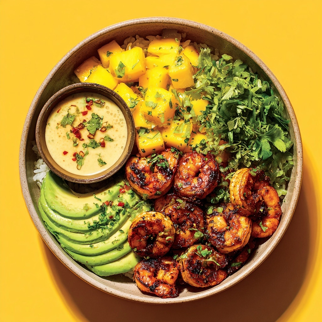 Shrimp and Avocado Bowls with Mango Salsa & Lime-Chili Sauce Recipe