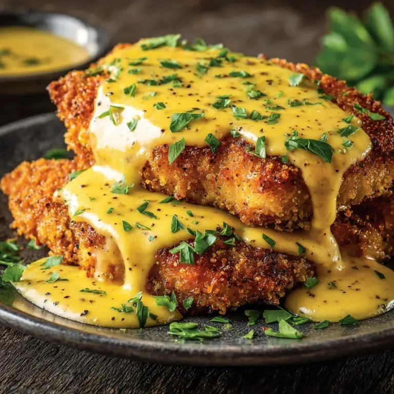 Pretzel Chicken with Mustard Cheddar Sauce Recipe