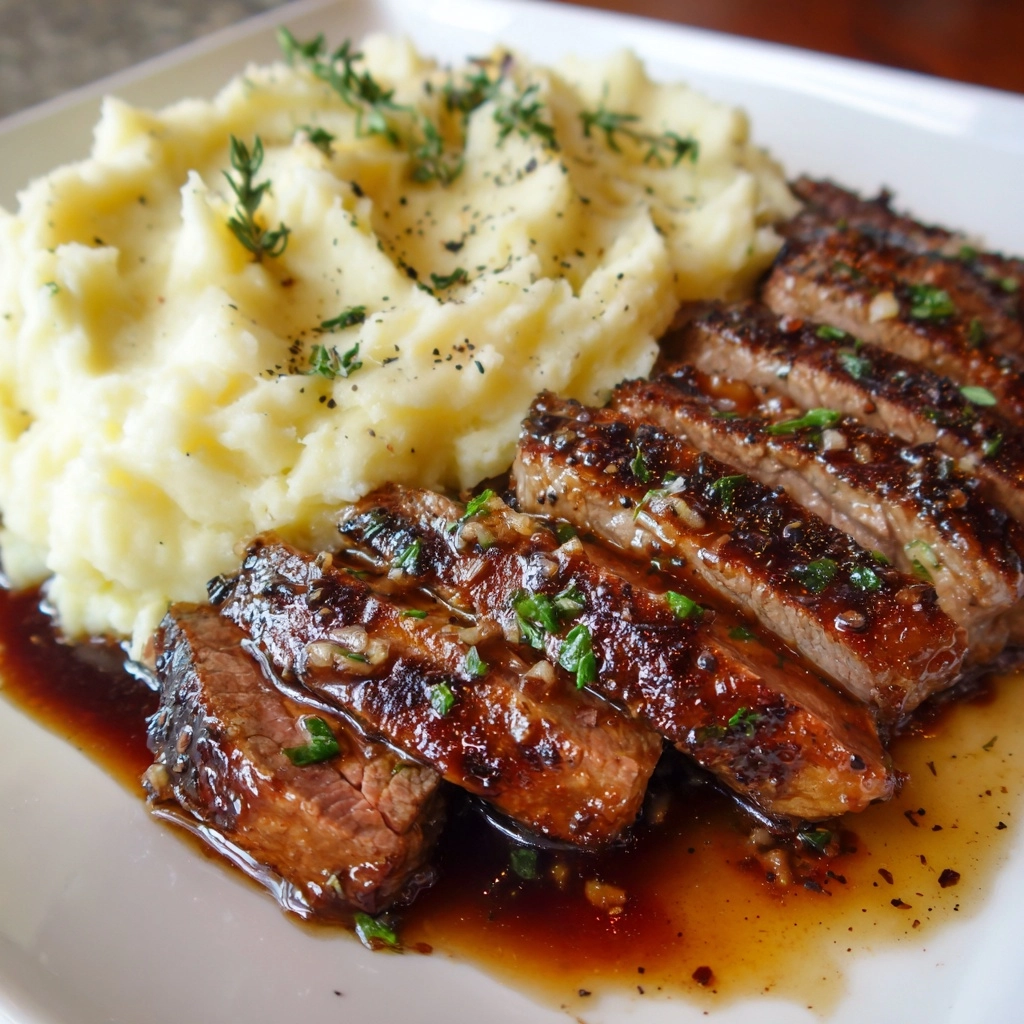 Garlic Butter Steak Bites with Creamy Mashed Potatoes Recipe - Recipe Image
