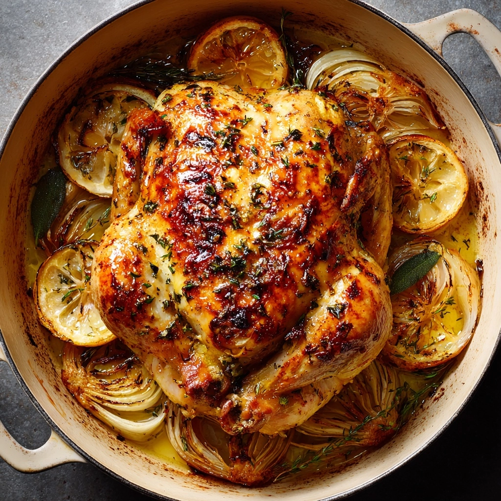 Creamy Lemon Herb Pot Roasted Whole Chicken Recipe - Recipe Image