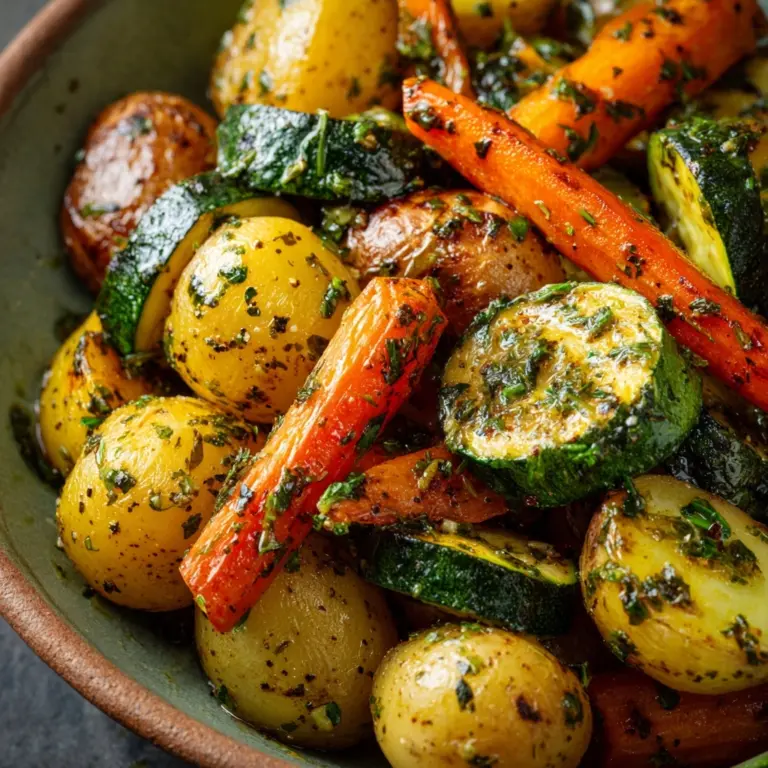 Garlic Herb Roasted Potatoes, Carrots, and Zucchini Recipe