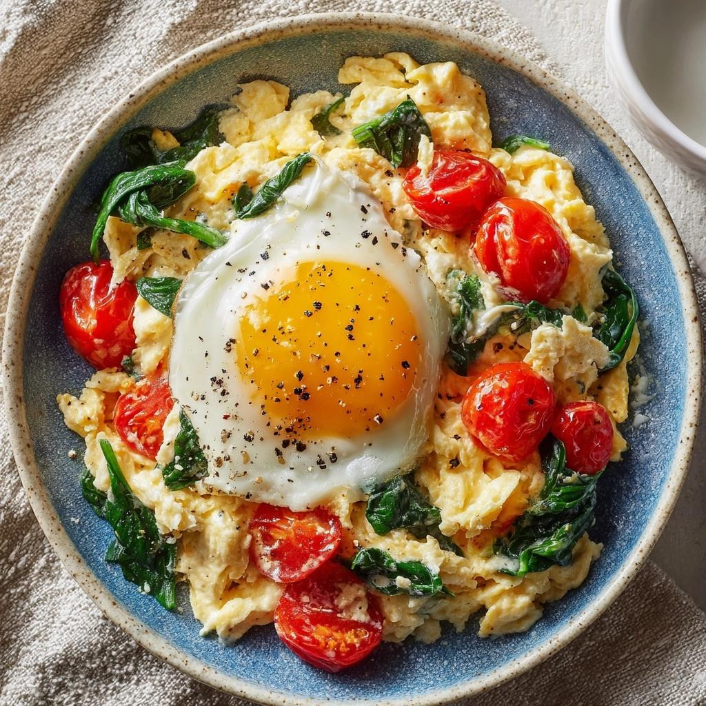Egg White Scramble with Spinach and Tomatoes Recipe - Recipe Image