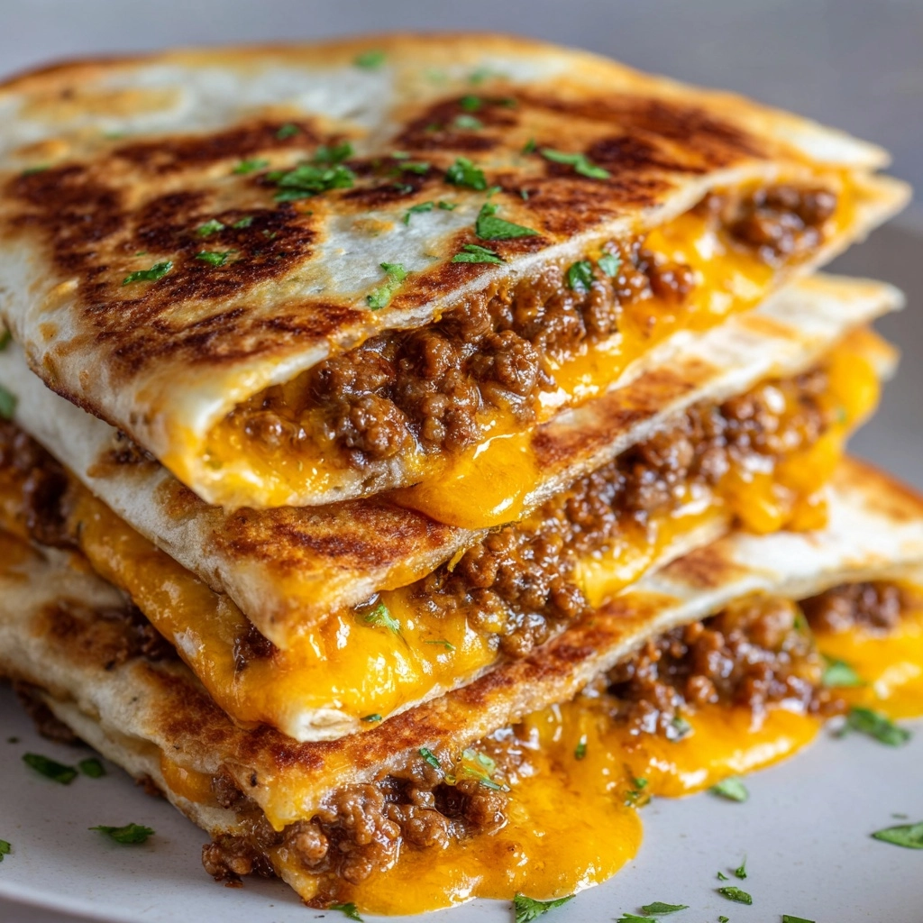Blackstone Cheeseburger Quesadilla Recipe - Recipe Image