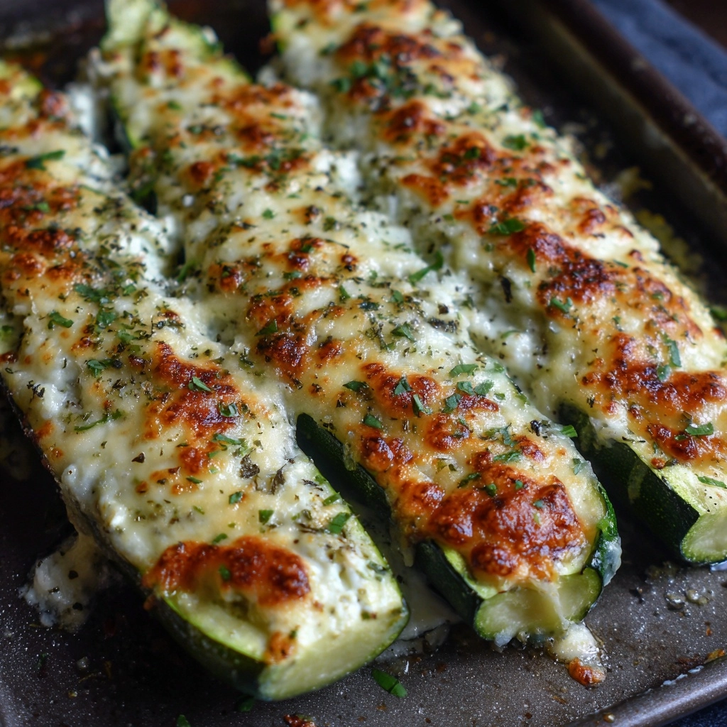 Cheesy Garlic Zucchini Steaks Recipe - Recipe Image