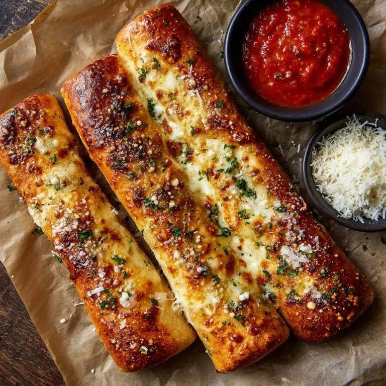 Cheesy Garlic Breadsticks with Marinara Dip Recipe