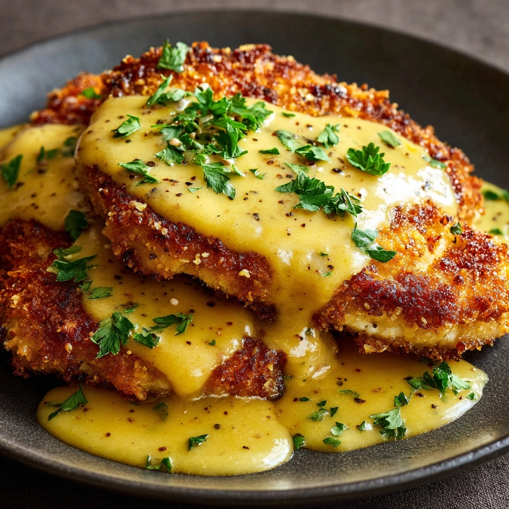 Pretzel Chicken with Mustard Cheddar Sauce Recipe - Recipe Image