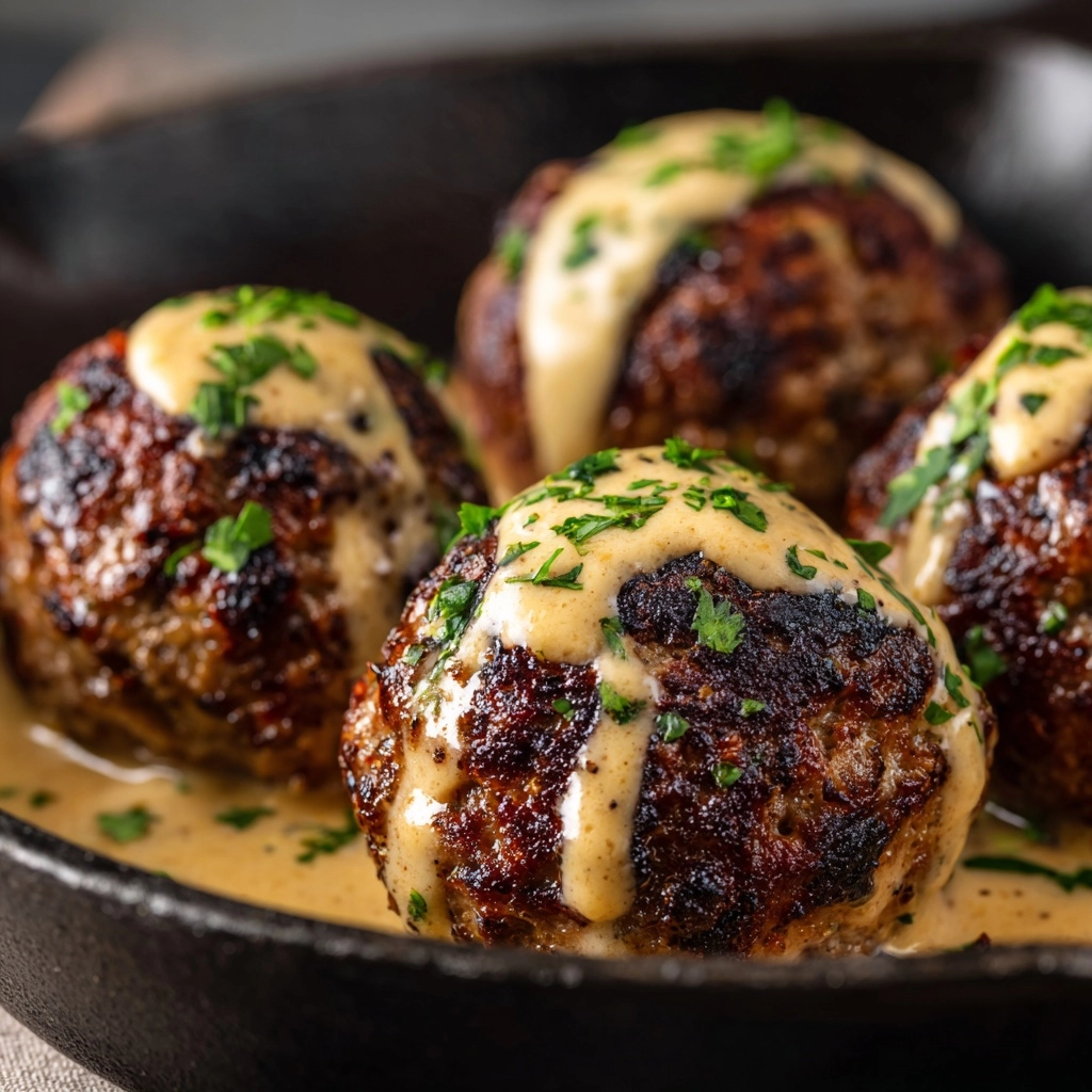 Juicy Korean-Style BBQ Meatballs with Spicy Mayo Sauce Recipe - Recipe Image