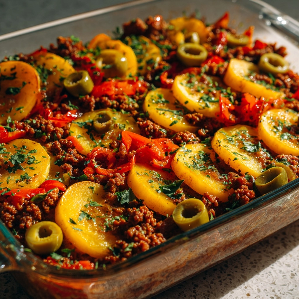 Southern Five Layer Beef Casserole Recipe - Recipe Image