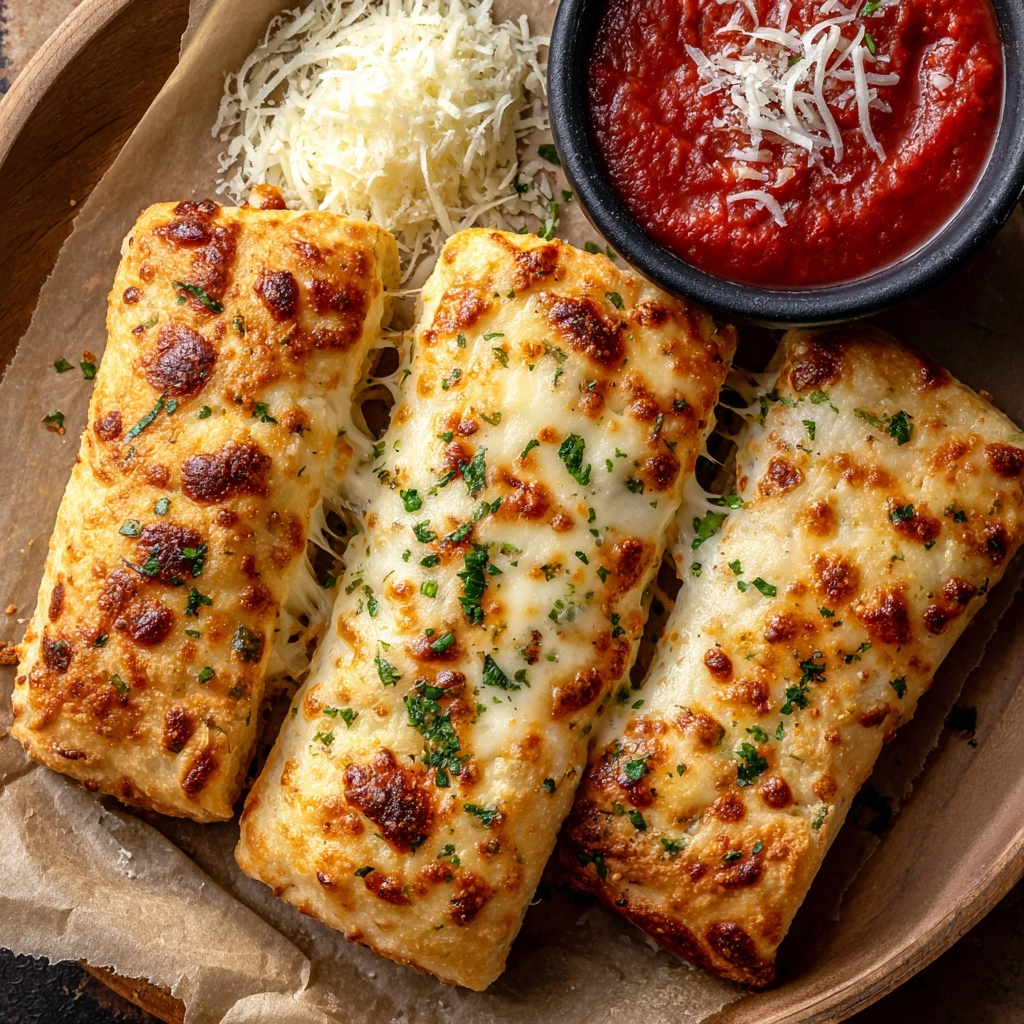 Cheesy Garlic Breadsticks with Marinara Dip Recipe - Recipe Image