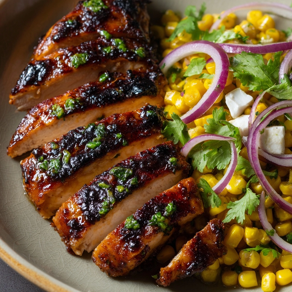 Grilled Hot Honey Chicken with Sweet Corn Salad Recipe - Recipe Image