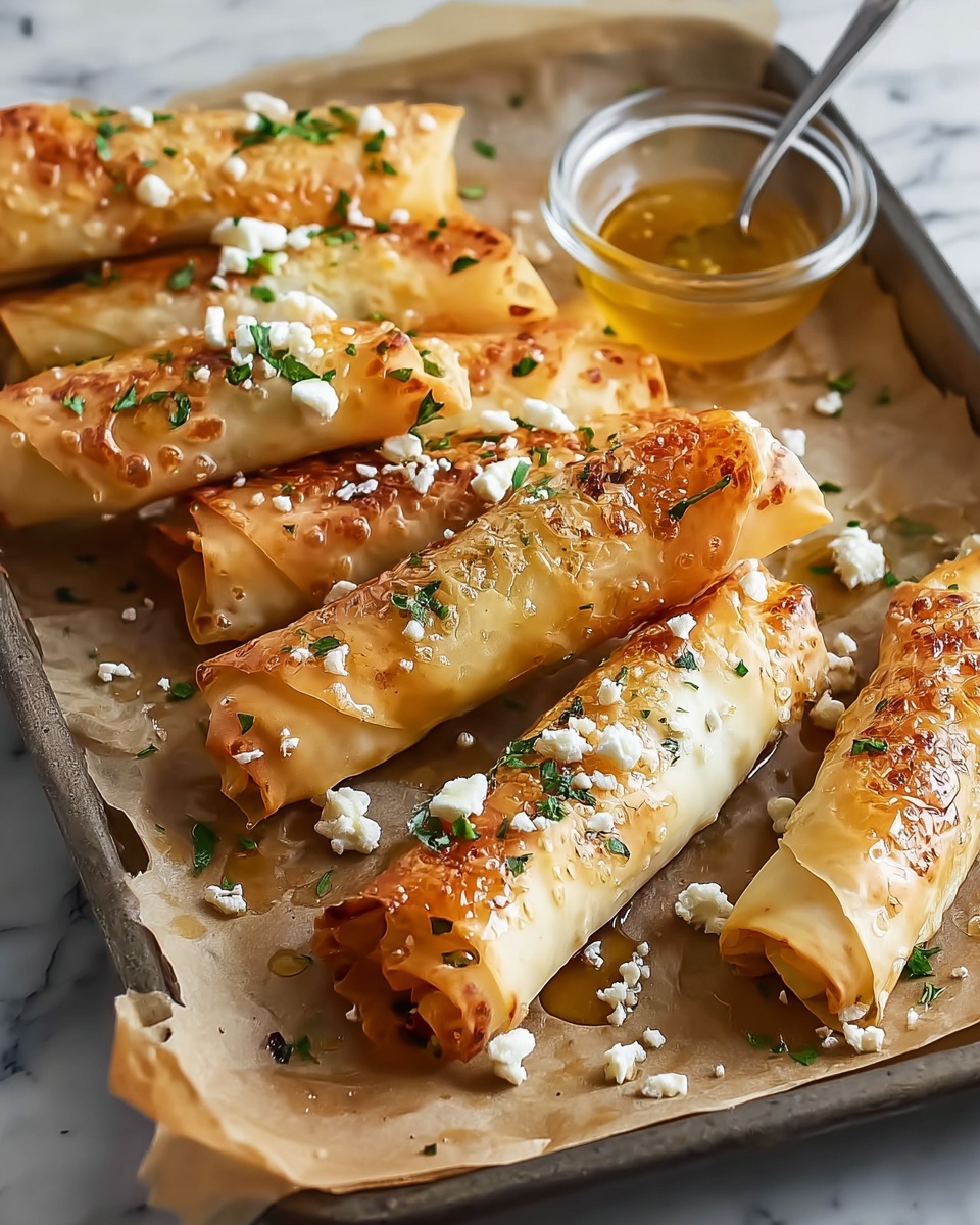 Oven-Fried Feta Rolls with Chili Honey Recipe - Recipe Image