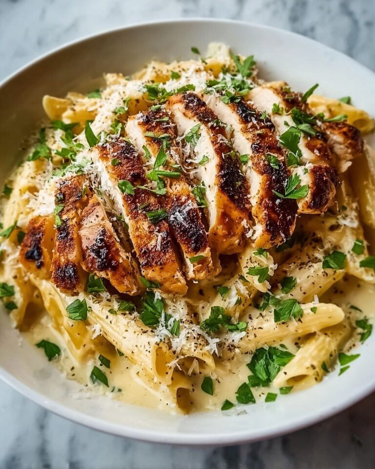 Creamy Garlic Parmesan Pasta with Pan-Seared Chicken Recipe
