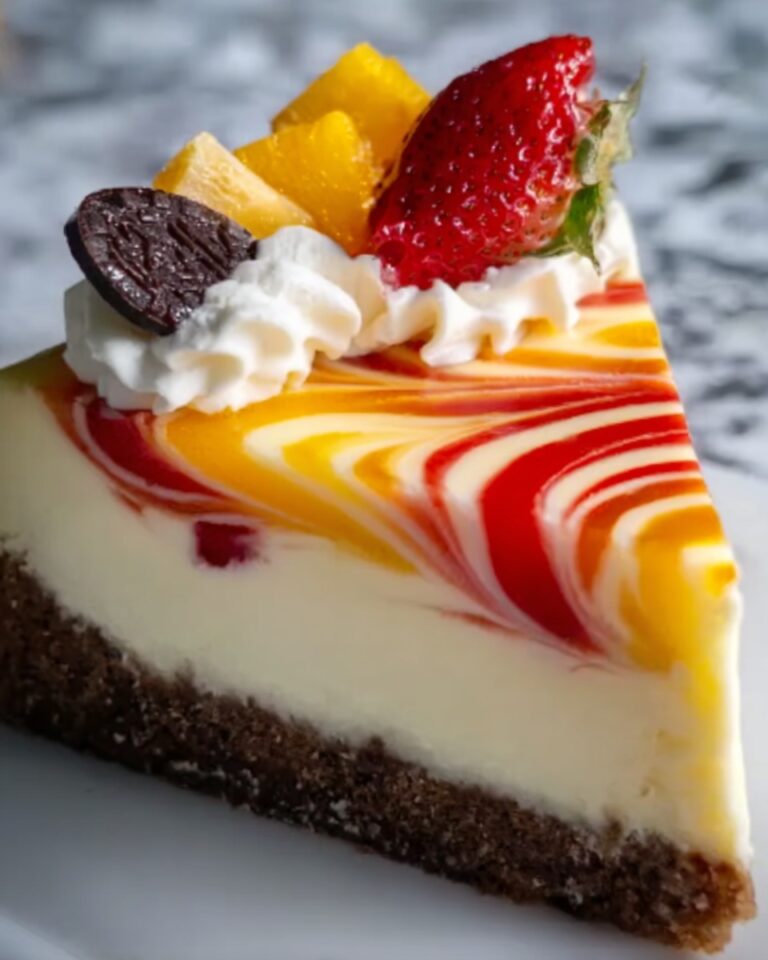 No-Bake Orange Pineapple Swirl Cheesecake Recipe