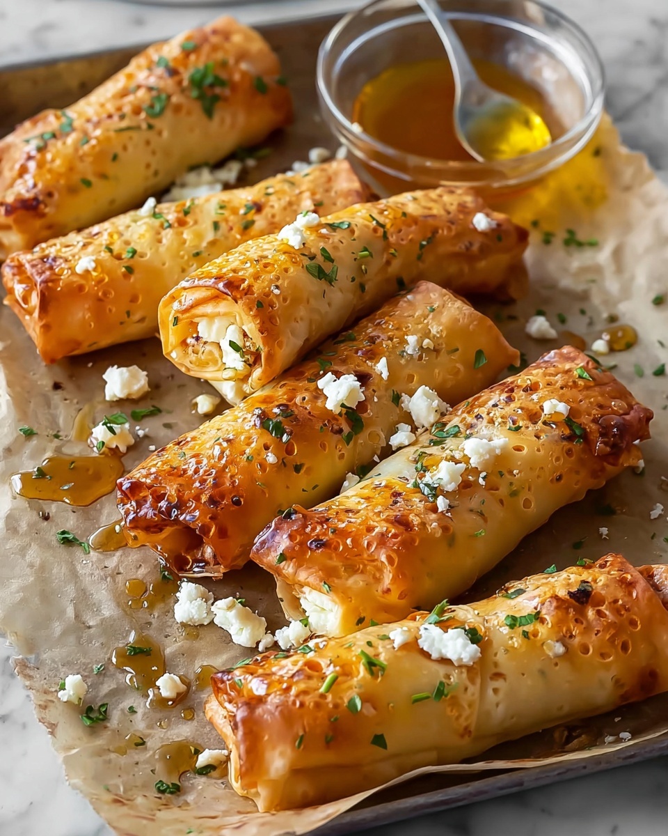 Oven-Fried Feta Rolls with Chili Honey Recipe - Recipe Image