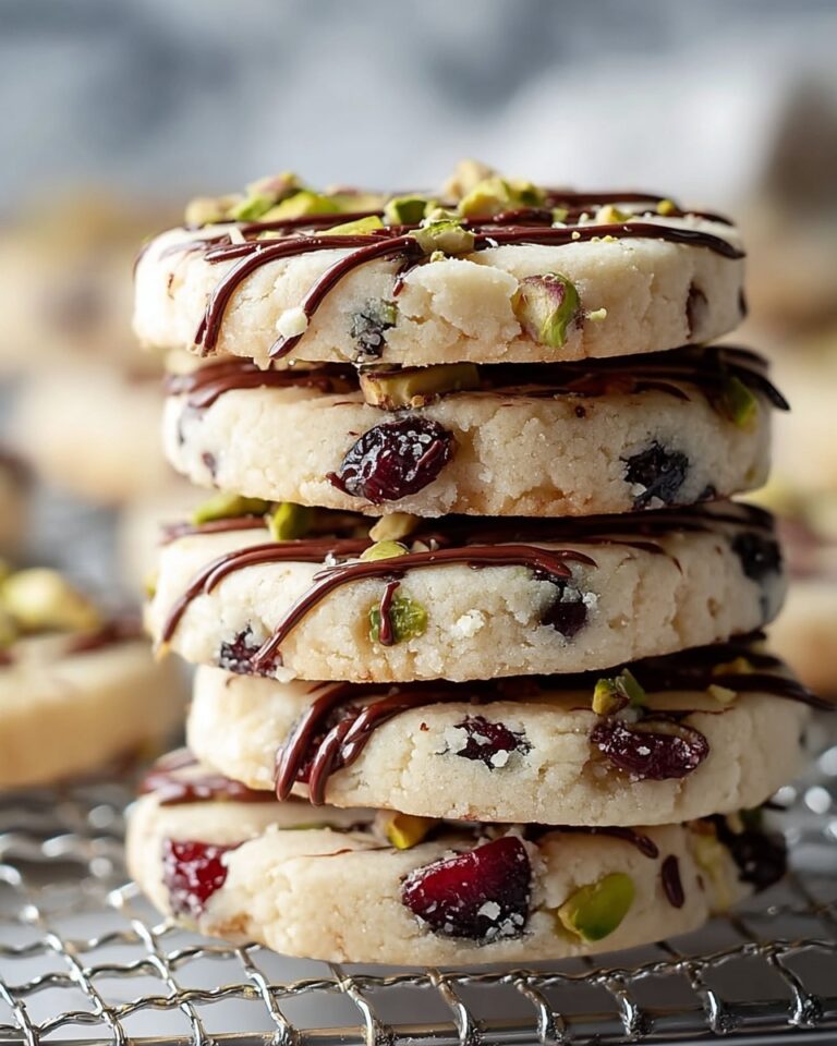 White Chocolate Drizzled Cranberry-Pistachio Shortbread Cookies Recipe