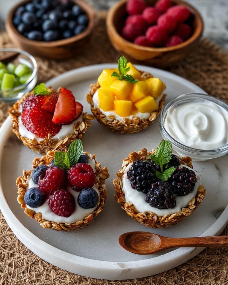 Breakfast Granola Cups with Greek Yogurt and Berries Recipe