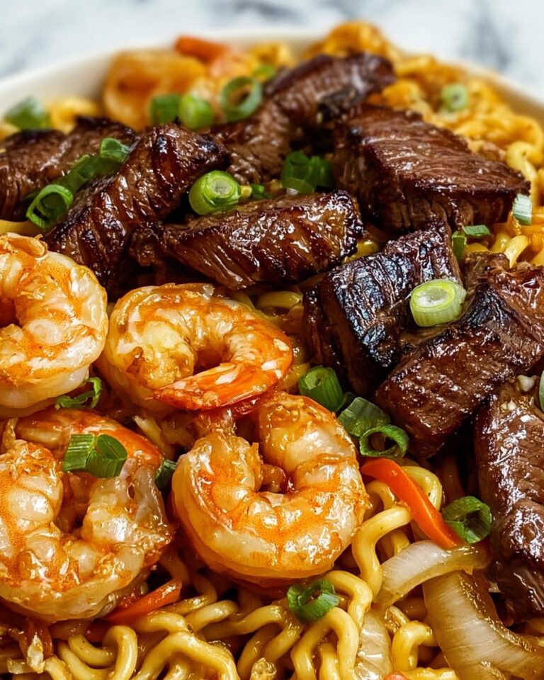 Garlic Butter Steak and Shrimp Stir-Fried Noodles Recipe