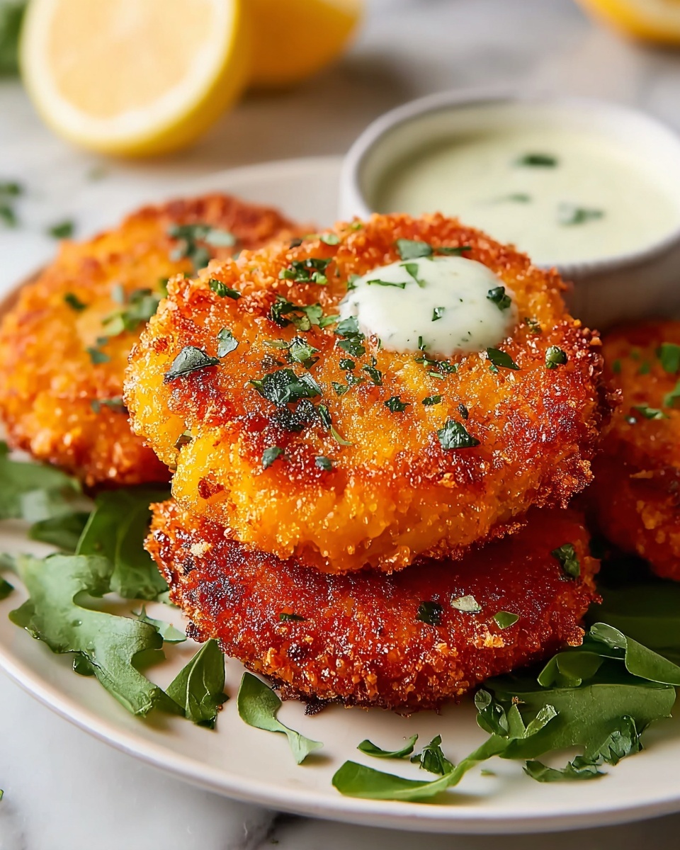 Easy Salmon Patties with Lemon-Garlic Sauce Recipe - Recipe Image