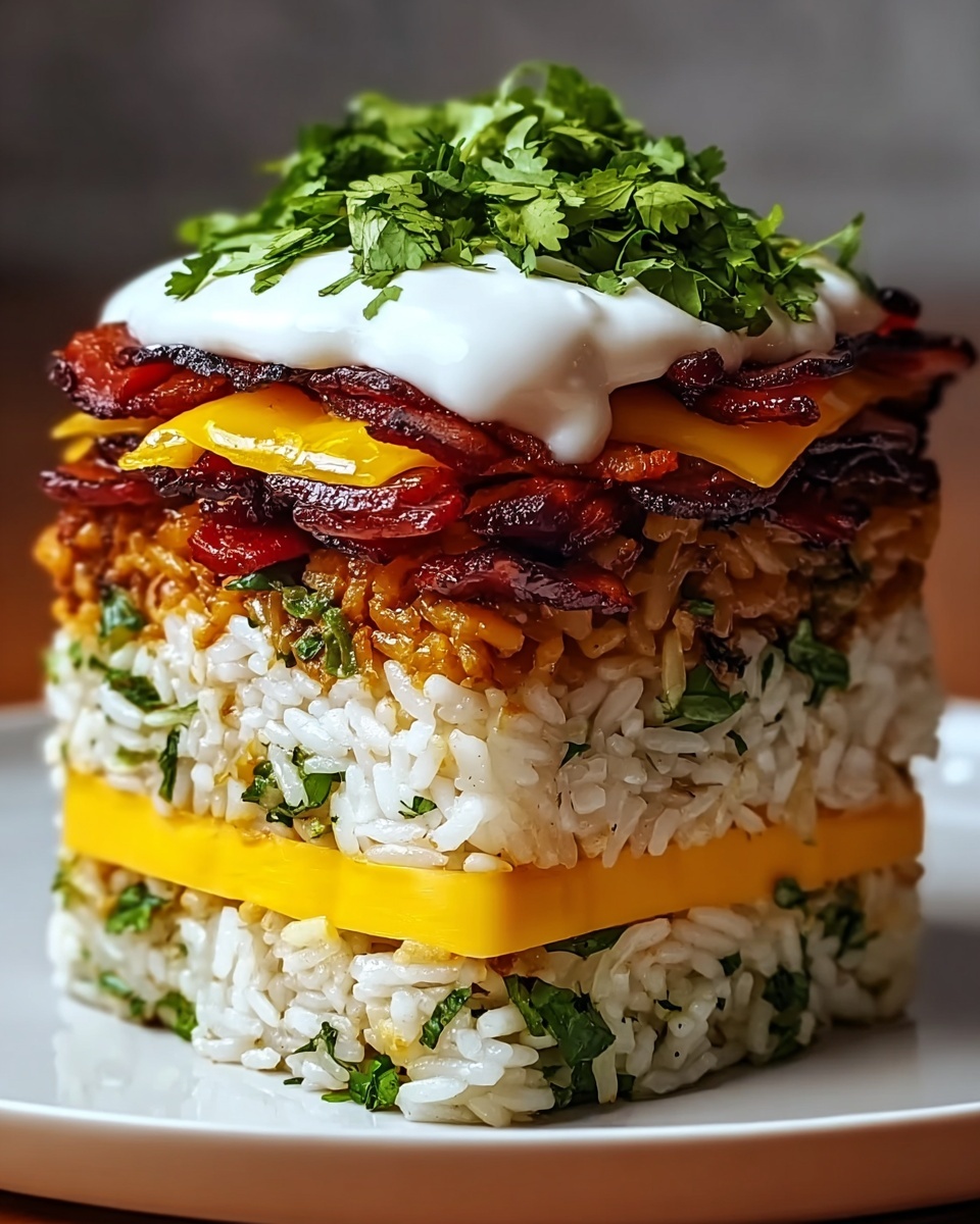 Mediterranean Falafel Rice Stack Recipe - Recipe Image