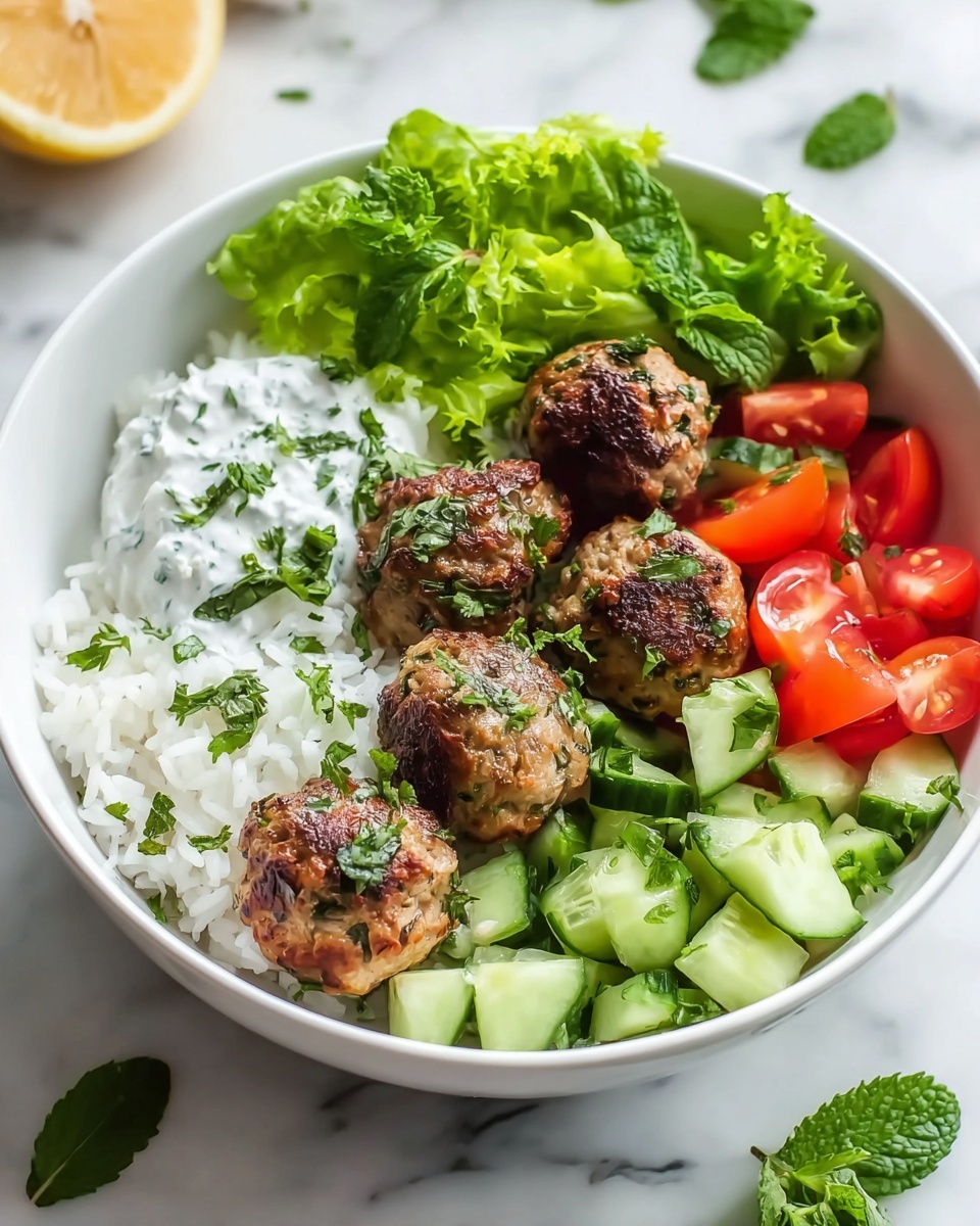 Greek Chicken Meatballs with Feta, Tzatziki, and Fresh Veggies Recipe - Recipe Image