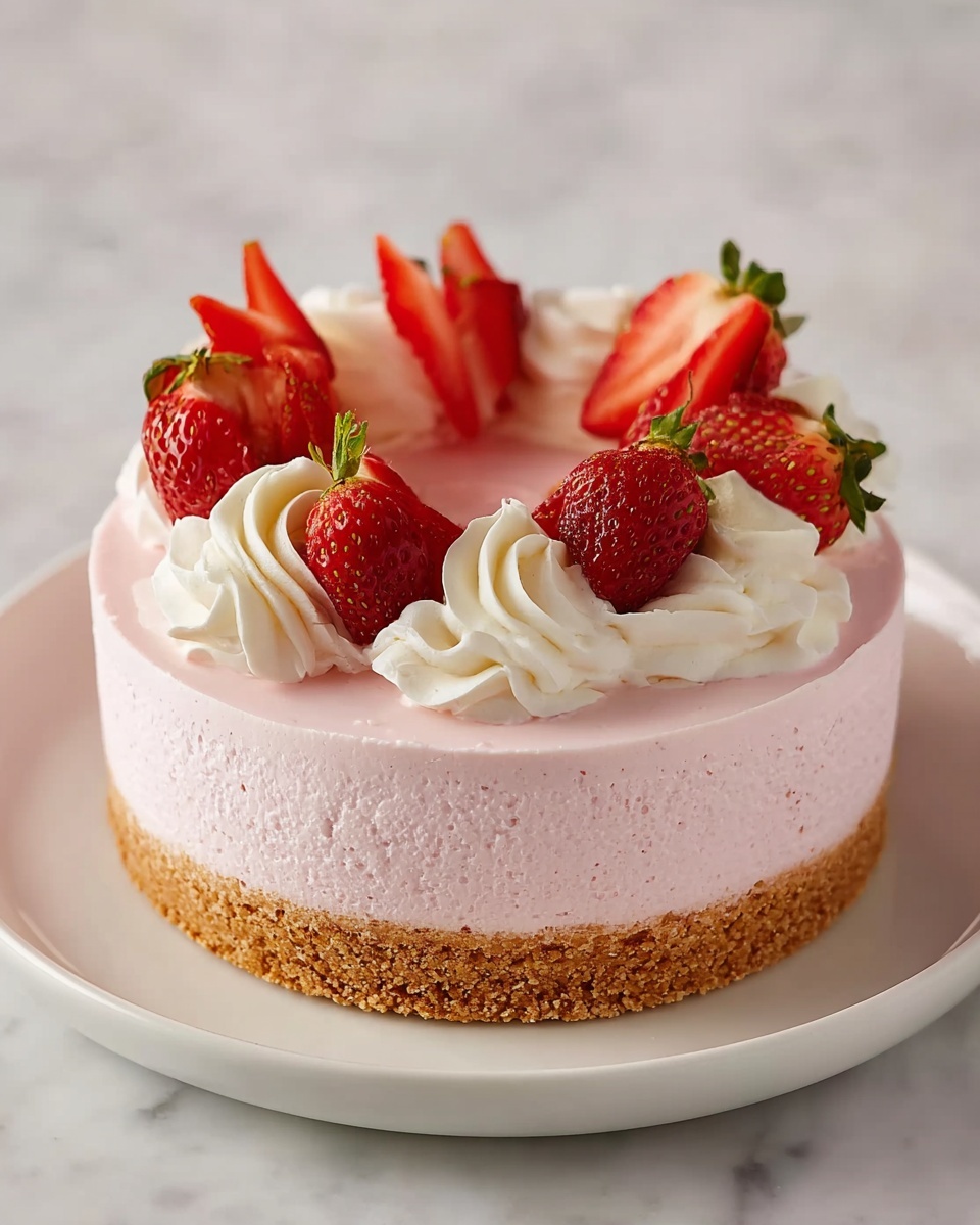 No Bake Strawberry Cheesecake Recipe - Recipe Image