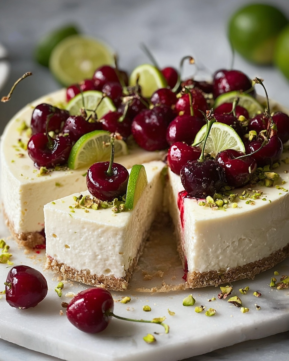 Lemon-Lime Cherry Pistachio Cheesecake Recipe - Recipe Image