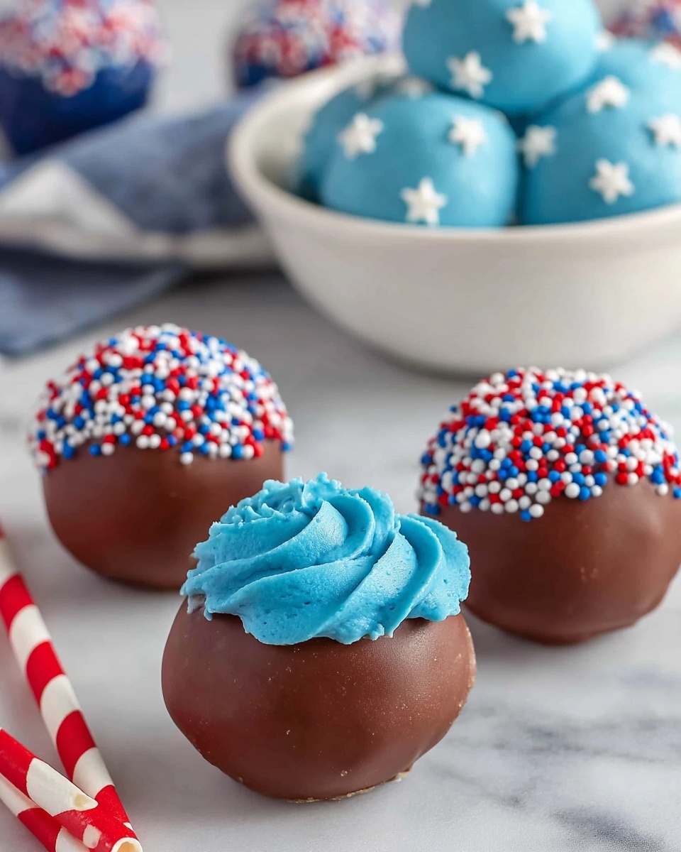 Patriotic Chocolate Cake Balls Recipe - Recipe Image