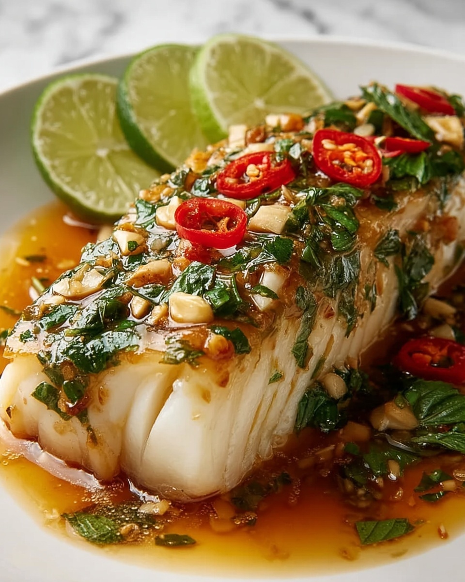 Thai Lime-Garlic Steamed Fish Recipe - Recipe Image