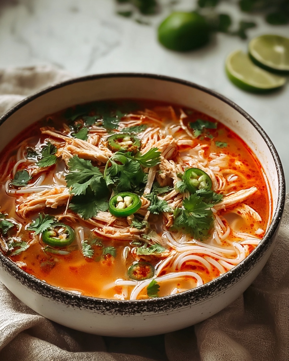 Spicy Chicken Soup with JalapeƱos, Cilantro, and Lime Recipe - Recipe Image