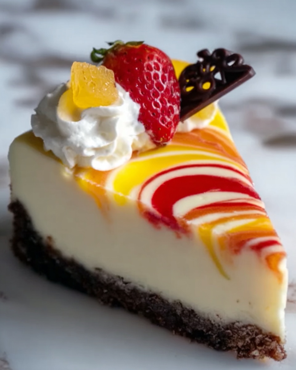 No-Bake Orange Pineapple Swirl Cheesecake Recipe - Recipe Image
