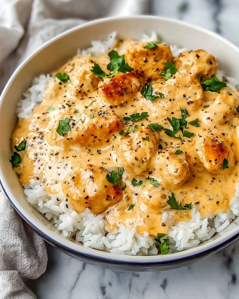 Creamy Smothered Chicken and Rice Recipe - Recipe Image