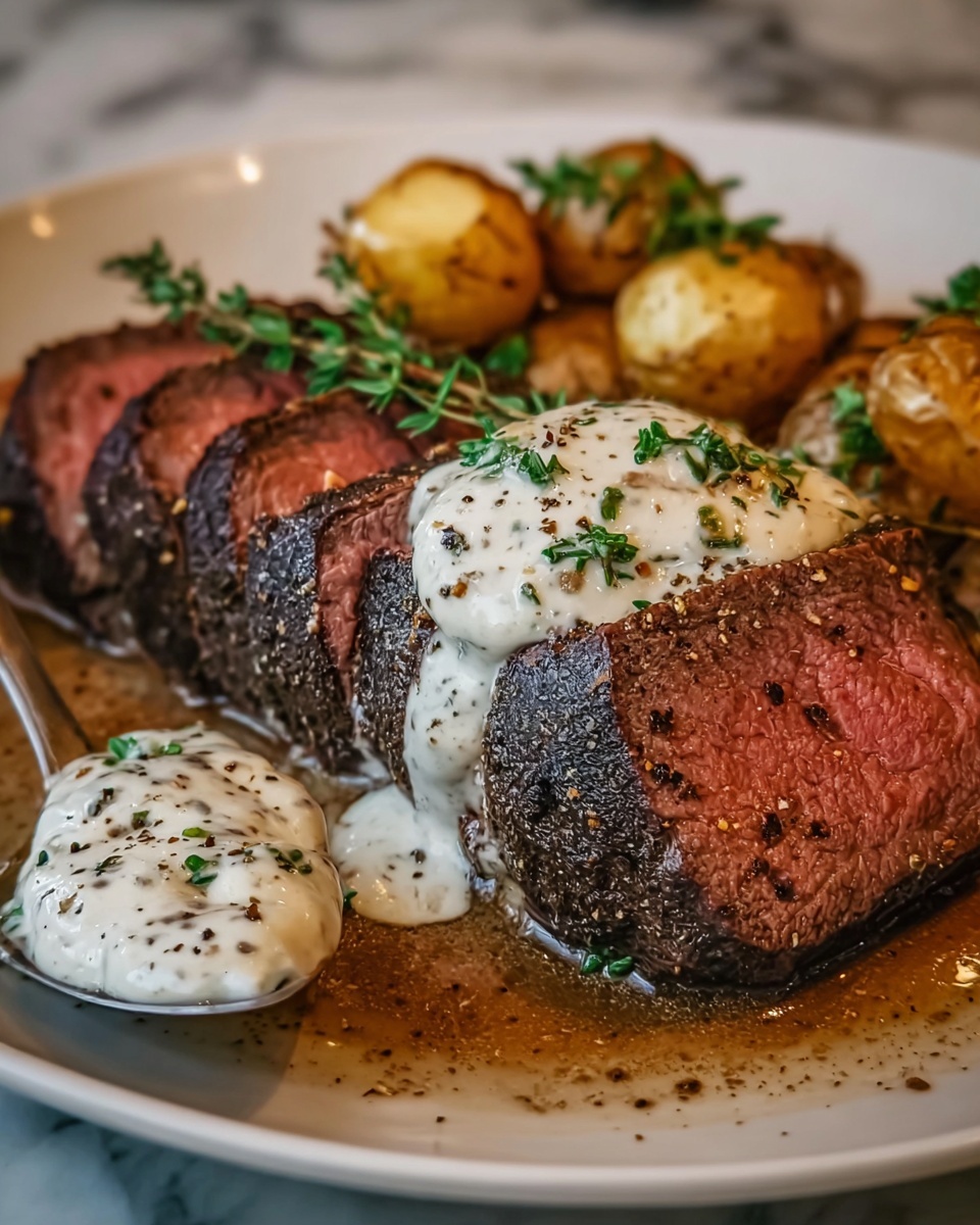 Roasted Beef Tenderloin with Creamy Horseradish Sauce Recipe - Recipe Image