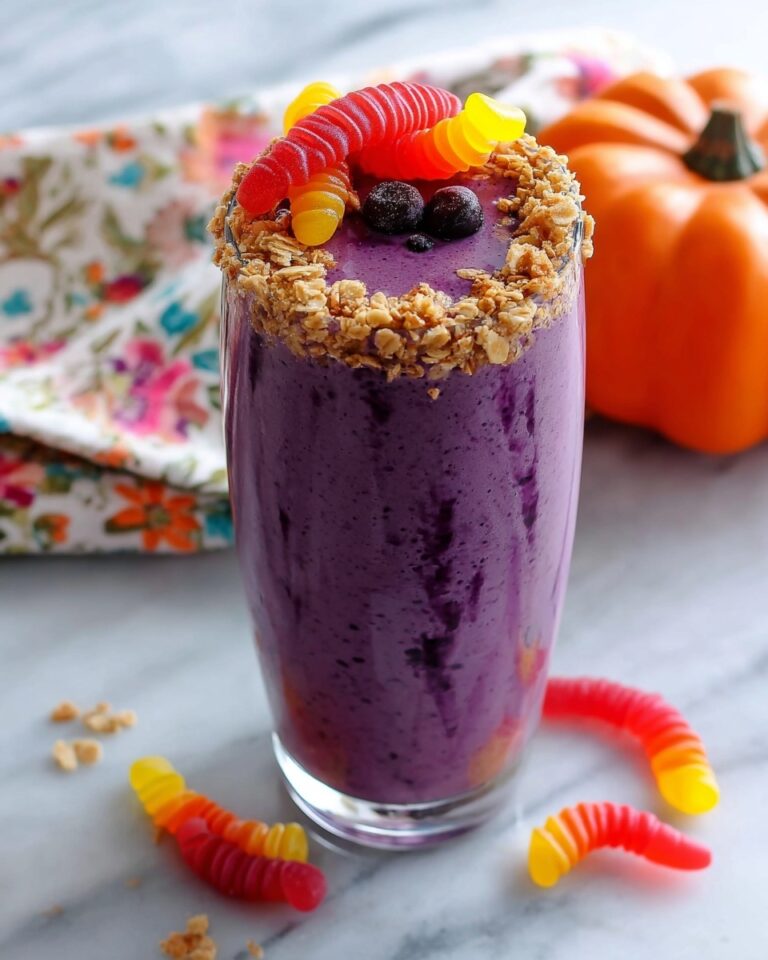 Purple People Eater Smoothie with Gummy Worms and Granola Recipe