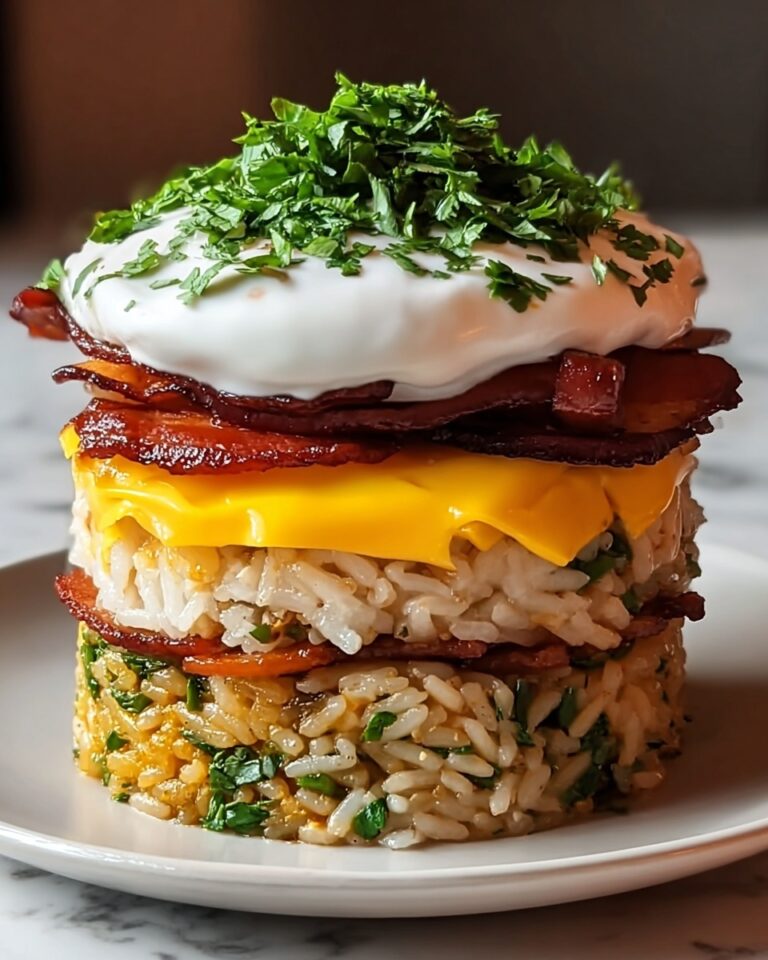 Mediterranean Falafel Rice Stack Recipe