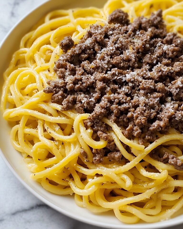 Cheesy Garlic Butter Linguine with Ground Beef Recipe