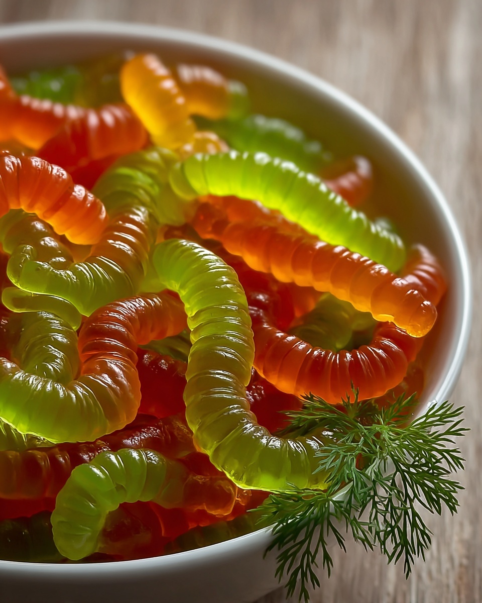 Homemade Dill Pickle Gummy Worms Recipe - Recipe Image