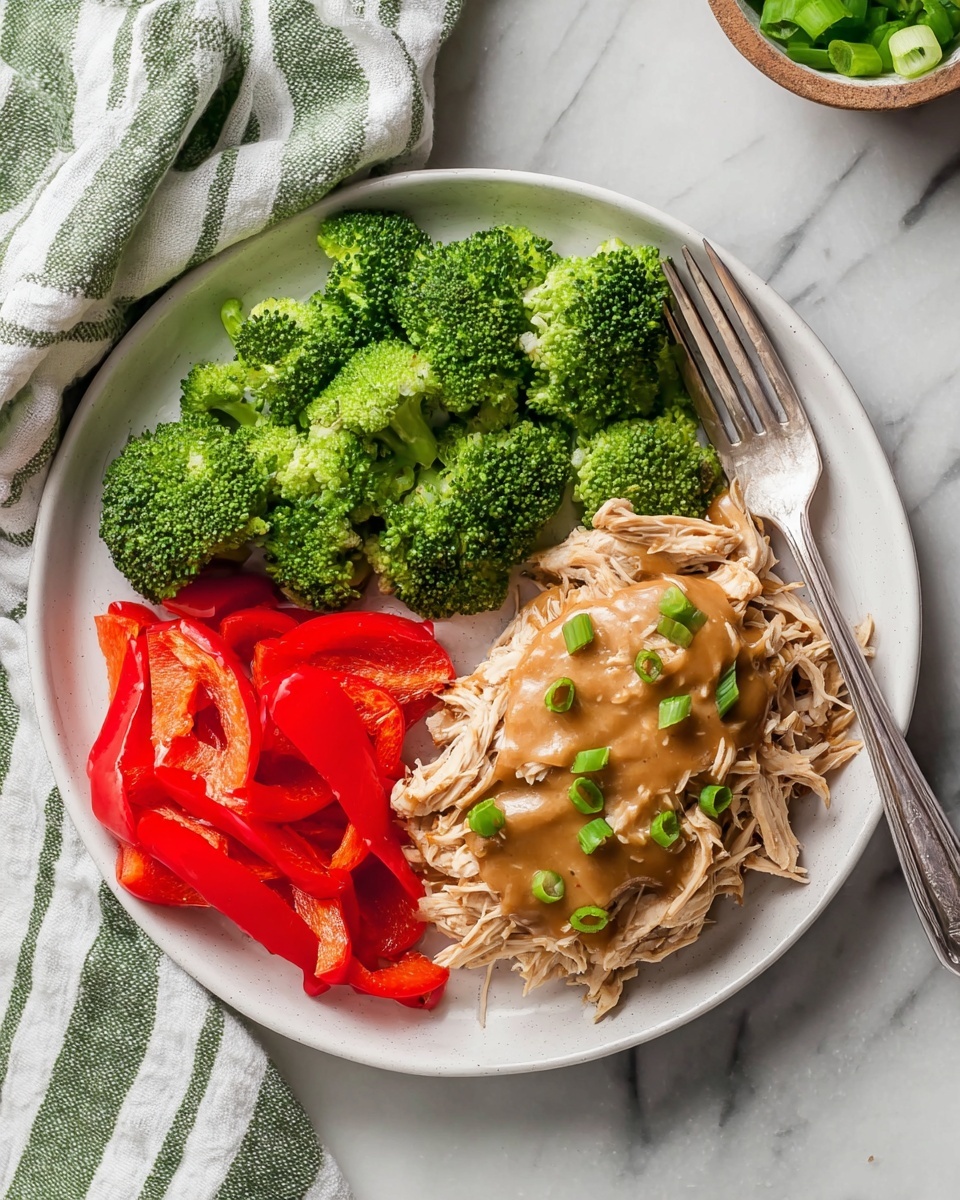 Slow Cooker Pulled Chicken with 5-Ingredient Peanut Sauce Recipe - Recipe Image