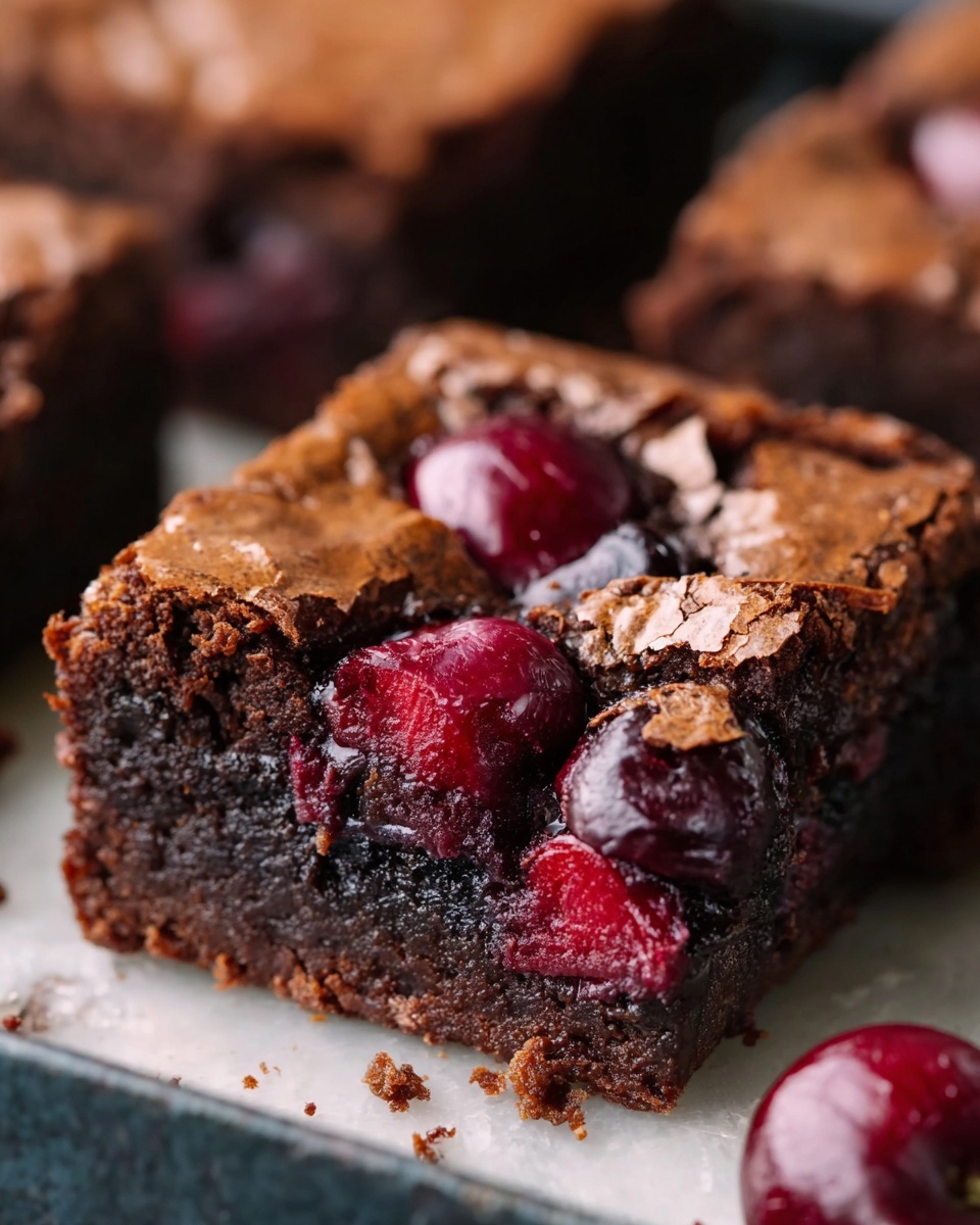 Roasted Cherry Chocolate Brownies Recipe - Recipe Image