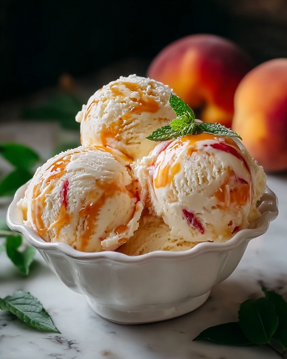 Homemade Peach Ice Cream Recipe - Recipe Image