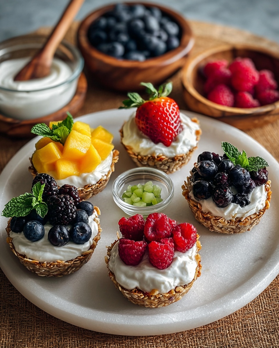 Breakfast Granola Cups with Greek Yogurt and Berries Recipe - Recipe Image