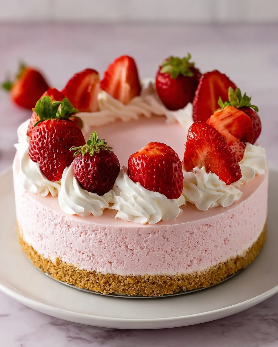 No Bake Strawberry Cheesecake Recipe - Recipe Image