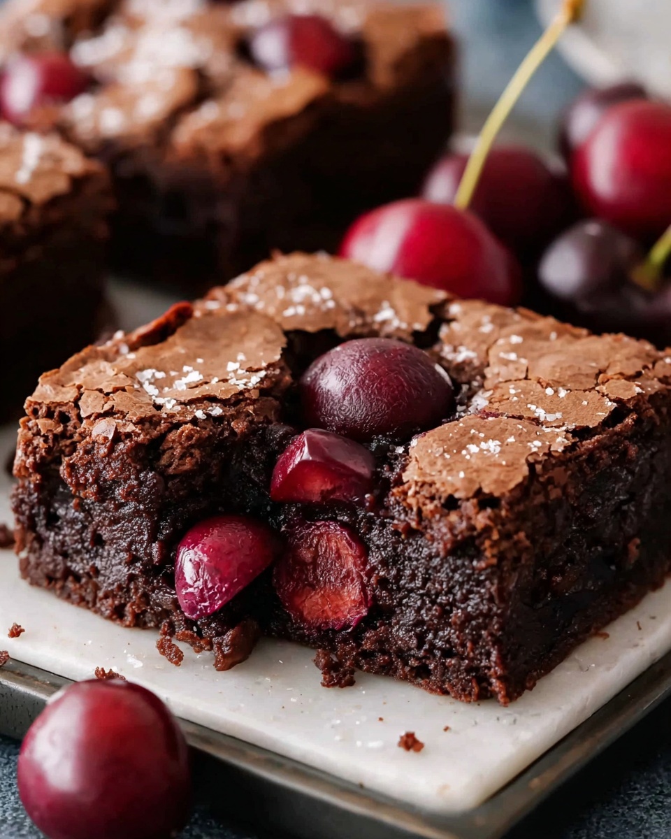 Roasted Cherry Chocolate Brownies Recipe - Recipe Image