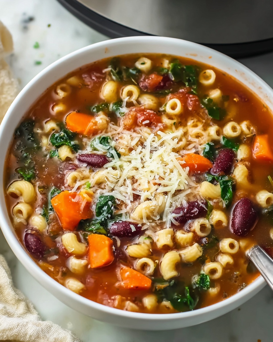 Classic Gluten-Free Minestrone Soup with Vegetables and Noodles Recipe - Recipe Image