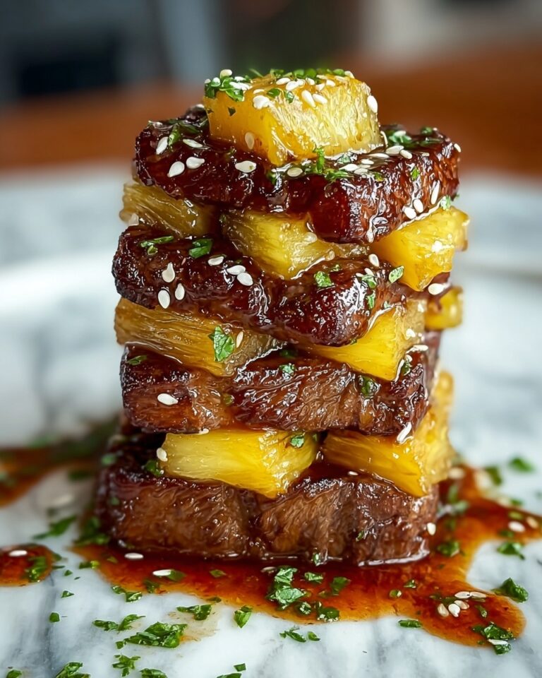 Teriyaki Beef & Pineapple Rice Stack Recipe