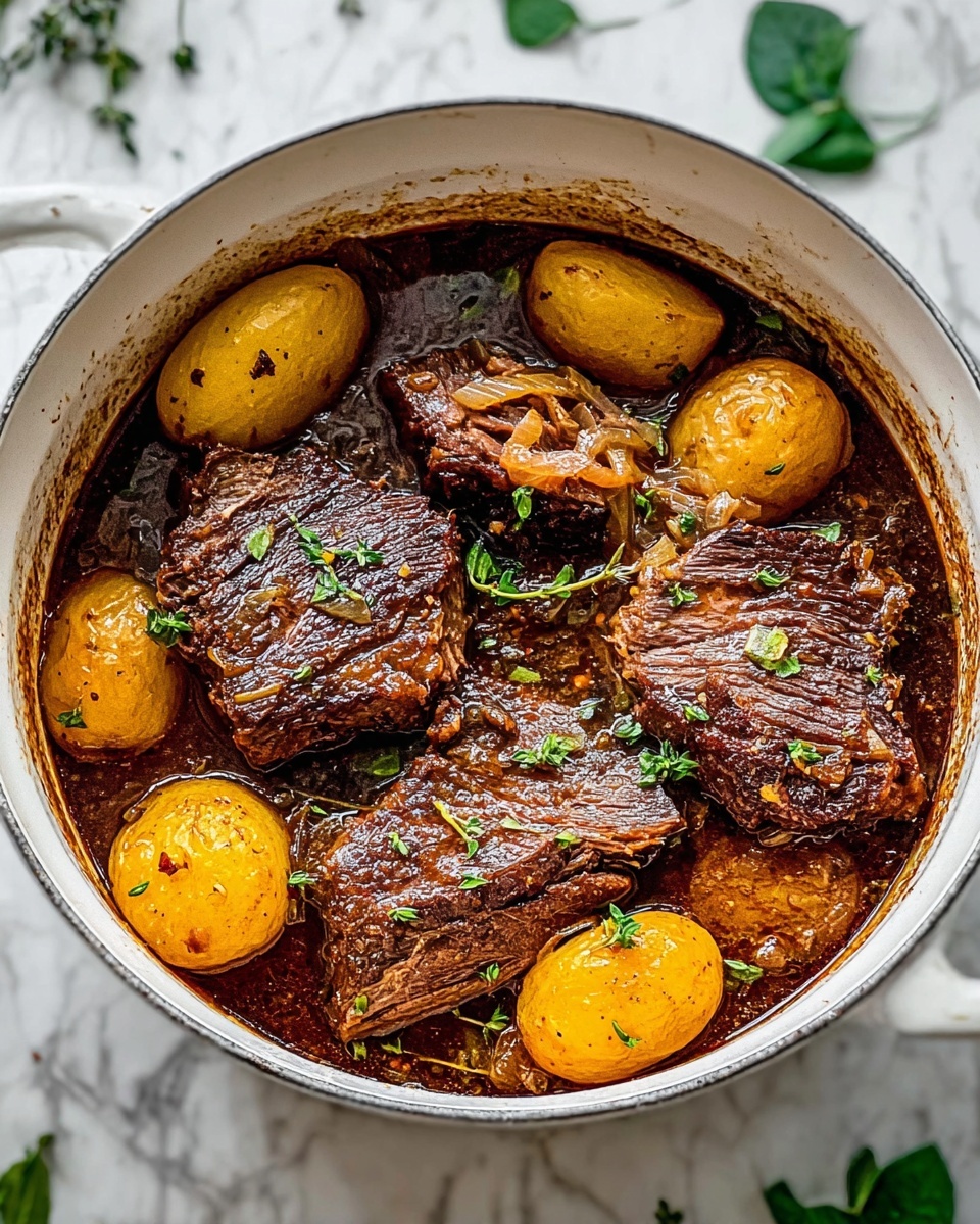 Cider-Braised Pot Roast with Caramelized Onions and Cauliflower Rice Recipe - Recipe Image