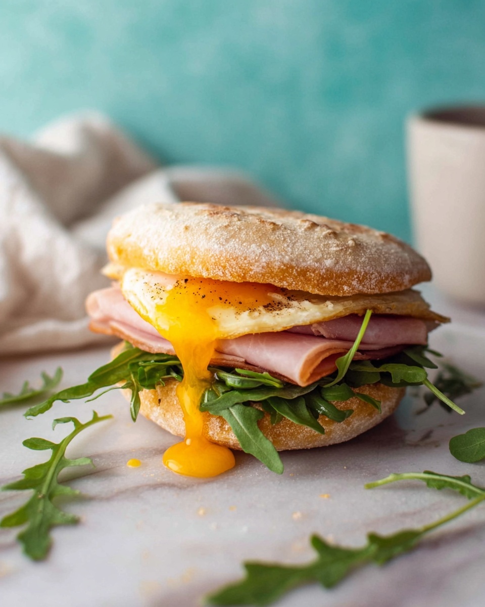 Brunch Egg Sandwich with Poached Eggs, Arugula, and Prosciutto Recipe - Recipe Image